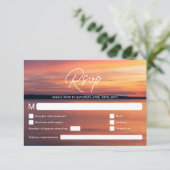 Orangefarbene Hochzeit in Urlaubsort oder Hochzeit RSVP Karte (Stehend Vorderseite)