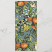 Orangefarbene Hochzeit mit Blumen Menükarte (Rückseite)