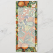 Orangefarbene Hochzeit mit Blumen Menükarte (Rückseite)