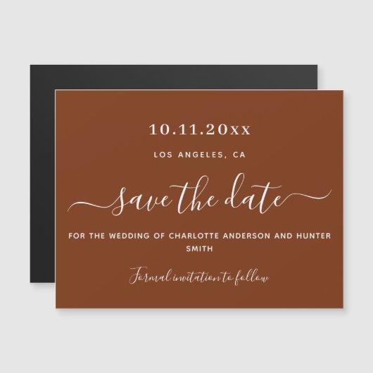 Orangefarbene Hochzeit mit Rost retten den Datums- Magneteinladung (Vorne/Hinten)