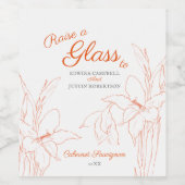 Orangefarbene Hochzeit Weinetikett (Einzelnes Label)