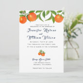 Orangefarbene Hochzeitsfeier Ankündigung (Stehend Vorderseite)