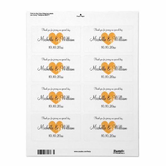 Orangefarbene Hochzeitsweine oder Wasserflaschen (Vorne)