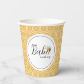 Orangefarbene Honeycomb Muster Babydusche Papiertü Pappbecher (Vorderseite)