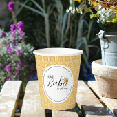 Orangefarbene Honeycomb Muster Babydusche Papiertü Pappbecher