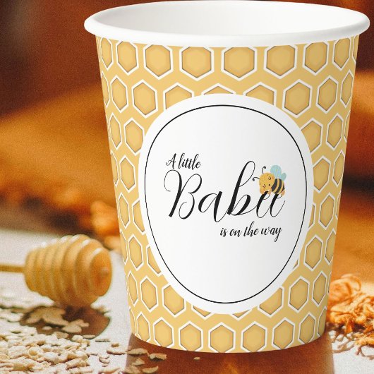 Orangefarbene Honeycomb Muster Babydusche Papiertü Pappbecher