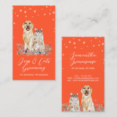 Orangefarbene Hunde Katzen Haustiere Sitter Visitenkarte (Vorne/Hinten)