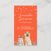 Orangefarbene Hunde Katzen Haustiere Sitter Visitenkarte (Rückseite)