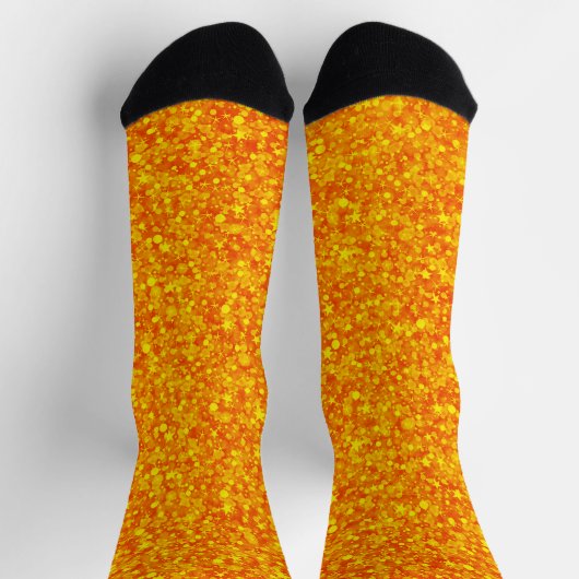 Orangefarbene Imitate Glitzer-Hintergrundsocken Socken (Oben)