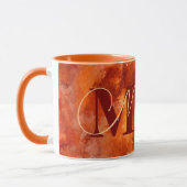 Orangefarbene Impressionen mit Name und Monogramm Tasse (Links)