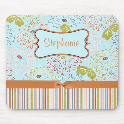 Orangefarbene, individuell anpassbare Monogramm-Ma Mousepad (Vorne)