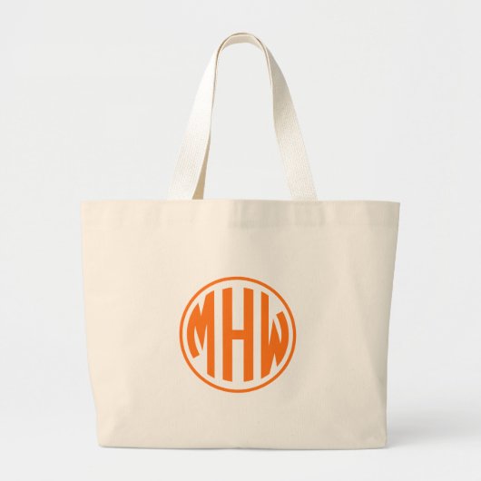 Orangefarbene Initiale in einem Kreis Monogramm DI Jumbo Stoffbeutel (Vorne)