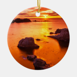 Orangefarbene Jahreszeit, Sonnenuntergang, Kalifor Keramik Ornament