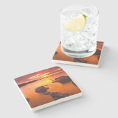 Orangefarbene Jahreszeit, Sonnenuntergang, Kalifor Steinuntersetzer (Seitenansicht)