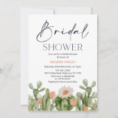 Orangefarbene Kaktus Bridal Dusche Einladung (Vorderseite)