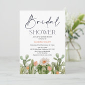 Orangefarbene Kaktus Bridal Dusche Einladung (Stehend Vorderseite)