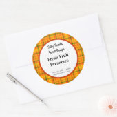 Orangefarbene, Kariert bearbeitbare Backkleber Runder Aufkleber (Umschlag)