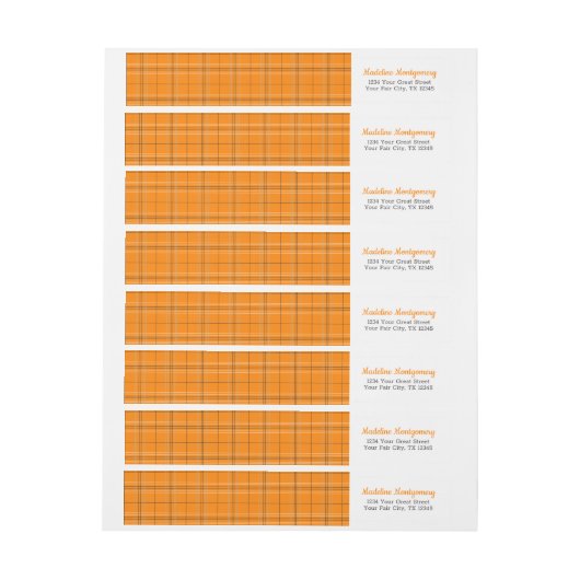 Orangefarbene Karierte Bergarbeiter-Wrap um Label (Bogen)