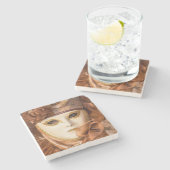 Orangefarbene Karnevalskostüme, Venedig Steinuntersetzer (Seitenansicht)