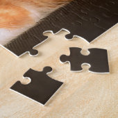 Orangefarbene Katze auf schwarzottoman/Orange Kitt Puzzle (Seite)