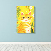 Orangefarbene Katze im Garten Leinwanddruck (Insitu (Holzboden))
