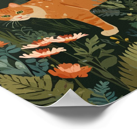 Orangefarbene Katze im Wald Poster (Ecke)