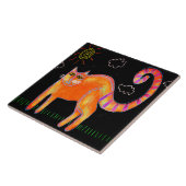 Orangefarbene Katze in der Abstrakten digitalen Ma Fliese (Seite)