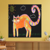 Orangefarbene Katze in der Abstrakten Malerei der Leinwanddruck (Insitu (Wohnzimmer))