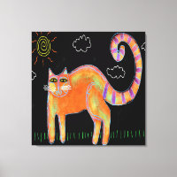 Orangefarbene Katze in der Abstrakten Malerei der