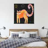Orangefarbene Katze in der Abstrakten Malerei der Leinwanddruck (Insitu (Schlafzimmer))