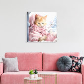 Orangefarbene Katze in einem Fenster Leinwanddruck (Insitu (Wohnzimmer))