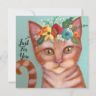 Orangefarbene Katze mit Blume Crown