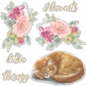 Orangefarbene Katze mit Bördelkleber Aufkleber (Vorderseite)