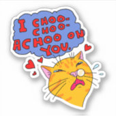 Orangefarbene Katze mit Liebe Aufkleber (Vorderseite)