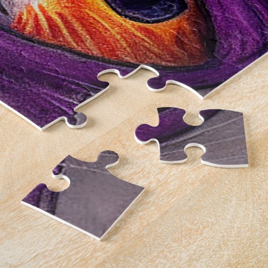 Orangefarbene Katze mit Lila Hexenhut Zeichnend Puzzle (Seite)