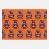 Orangefarbene Katze mit Lila Hexenhutenhappenhamme Geschenkpapier Set (Vorderseite 3)