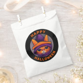 Orangefarbene Katze mit Lila Hexenhutenhappenhamme Geschenktütchen (Ausgeschnitten)