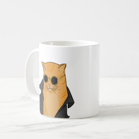 Orangefarbene Katze mit Sonnenbrille Tasse (Vorderseite Links)
