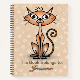 Orangefarbene Katze mit weißem Swirbeluntergrund Notizblock