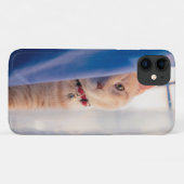 Orangefarbene Katze, nahe Halskette, blau Case-Mate iPhone Hülle (Rückseite (Horizontal))