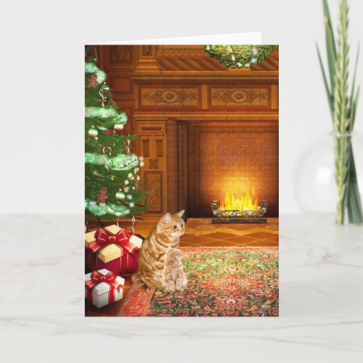 Orangefarbene Katze Weihnachten (Vorderseite)