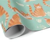 Orangefarbene Katzen, die sich über die Orange Tab Geschenkpapier (Rolleneckpunkt)