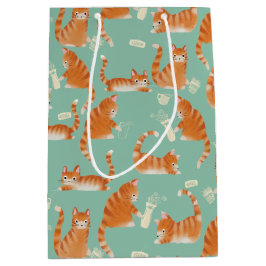 Orangefarbene Katzen, die sich über die Orange Tab Mittlere Geschenktüte