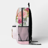 Orangefarbene Katzen-Illustration und Blumengurt Bedruckter Rucksack (Rechts)