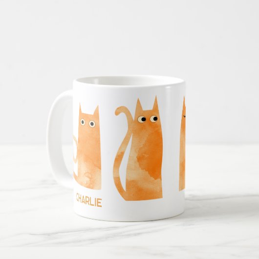 Orangefarbene Katzen Personalisiert Kaffeetasse (Vorderseite Links)