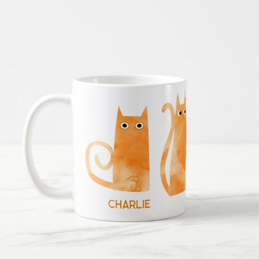 Orangefarbene Katzen Personalisiert Kaffeetasse (Links)