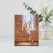 Orangefarbene Katzen Postkarte (Stehend Vorderseite)