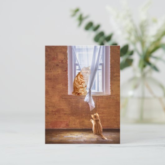 Orangefarbene Katzen Postkarte (Stehend Vorderseite)