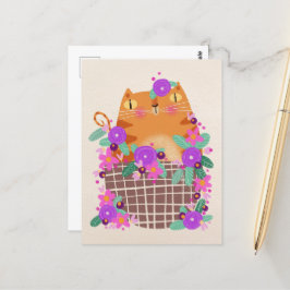Orangefarbene Katzen und Blume Postkarte