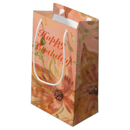 Orangefarbene Korallen und Grüne Kleine Geschenktüte